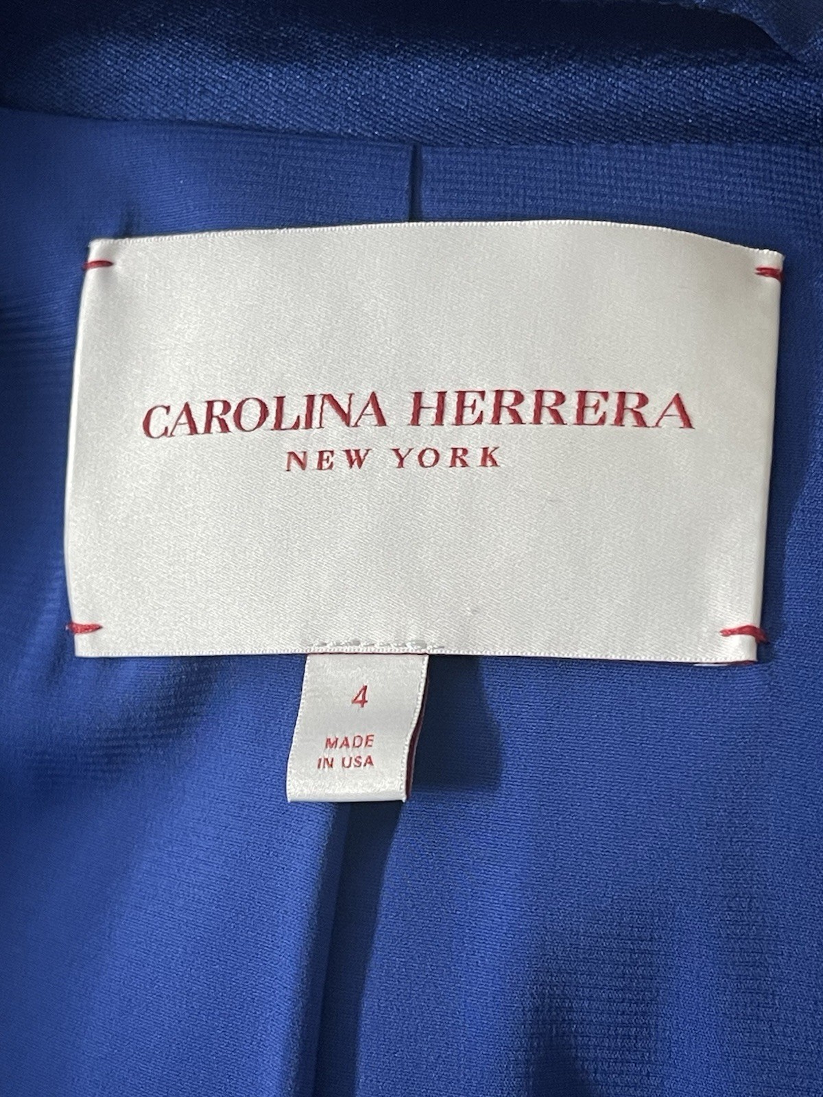 Carolina Herrera Blue Silk 3/4 Sleeve A Line Suit Dress Size 4 Luxury Designer