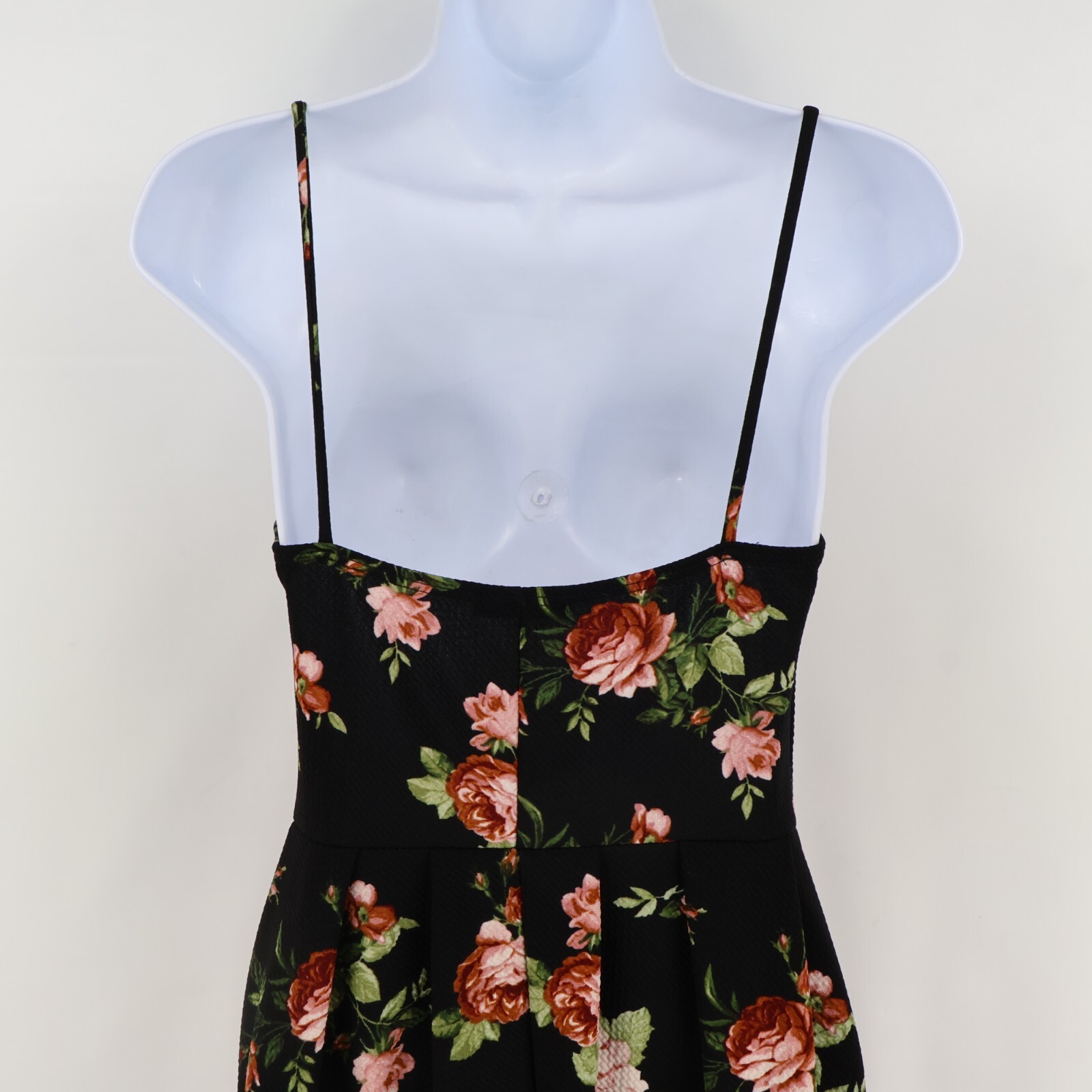 Soprano Short Sundress Womens M Black Floral Spaghetti Straps V-Neck Lightweight