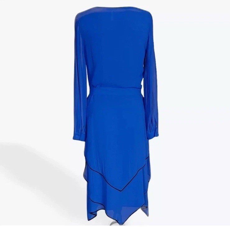 NWT $428 BCBGMAXAZRIA RUNWAY LYDIA LARKSPUR BLUE DRESS Layered Sheer sz XXS Sz 0