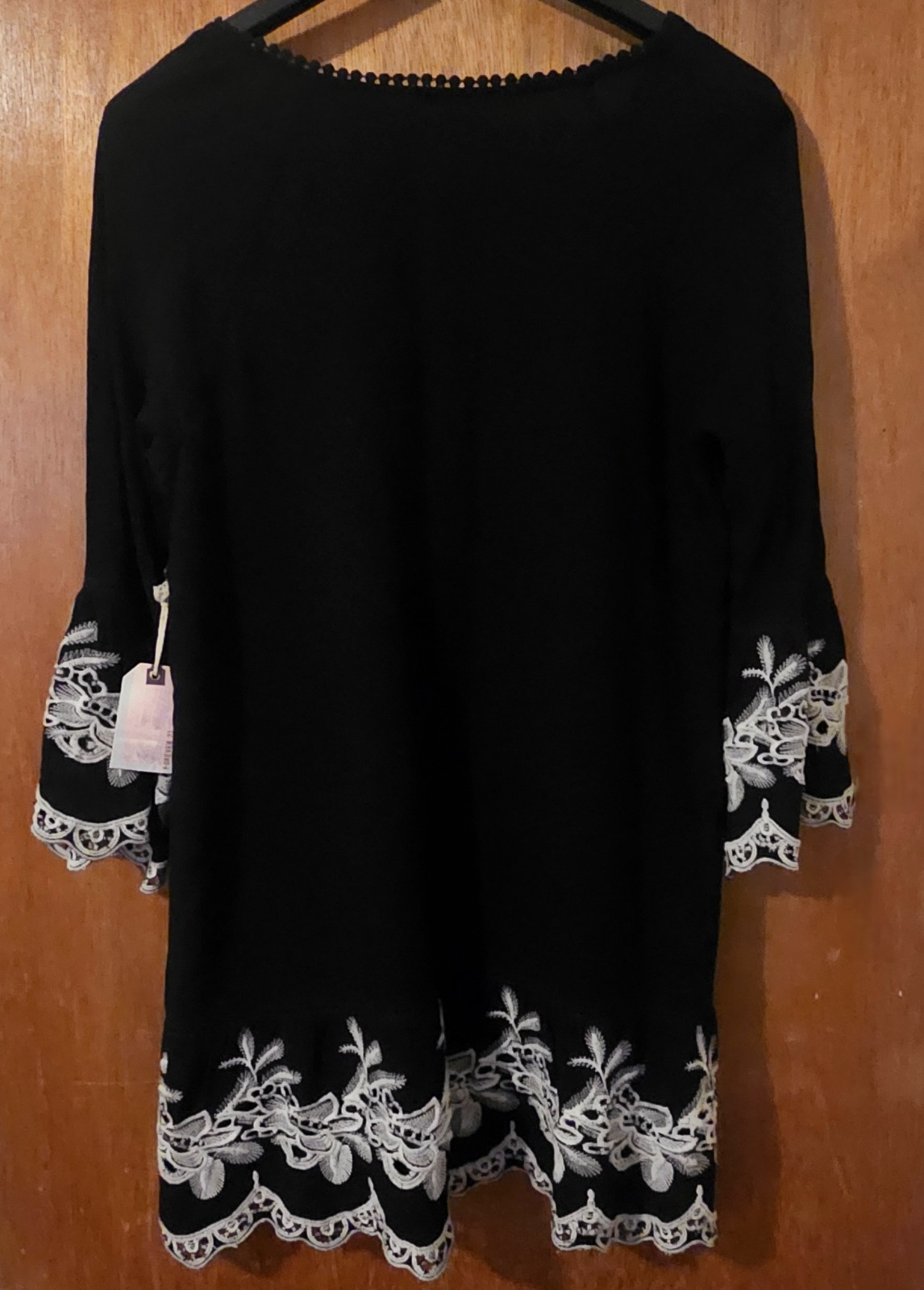 Forever 21 Embroidered Black Lace Whimsgoth Boho Dress NWT M Bell Sleeves