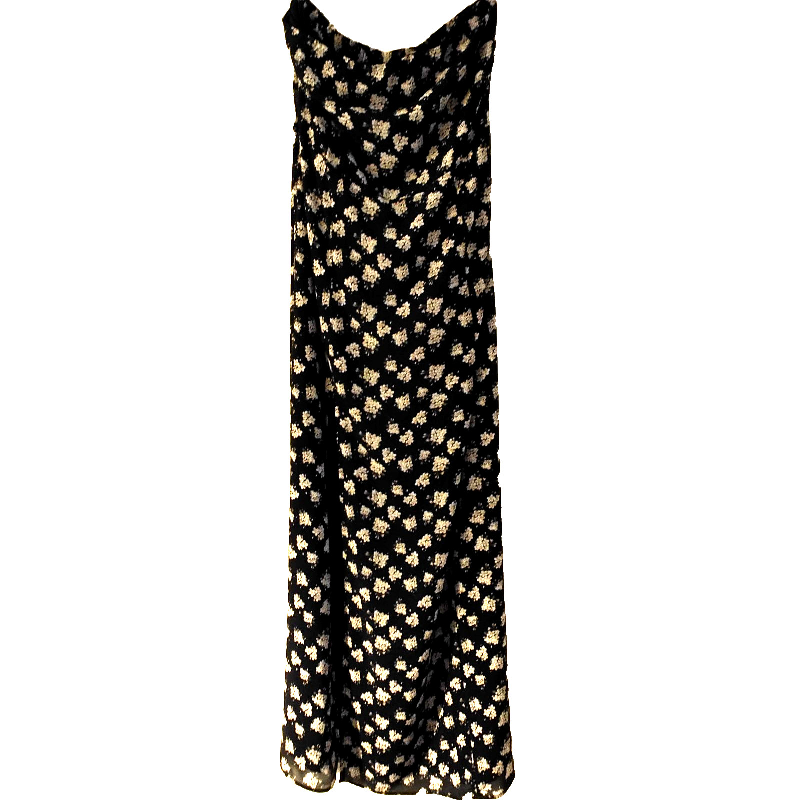 Lucca Black Floral Bouquet Strapless Maxi Dress Sz L Sheath Bridesmaid Occasion