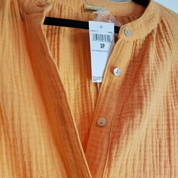 Magaschoni 100% Organic Cotton Gauze Button Front L/S Dress Sz S NWT