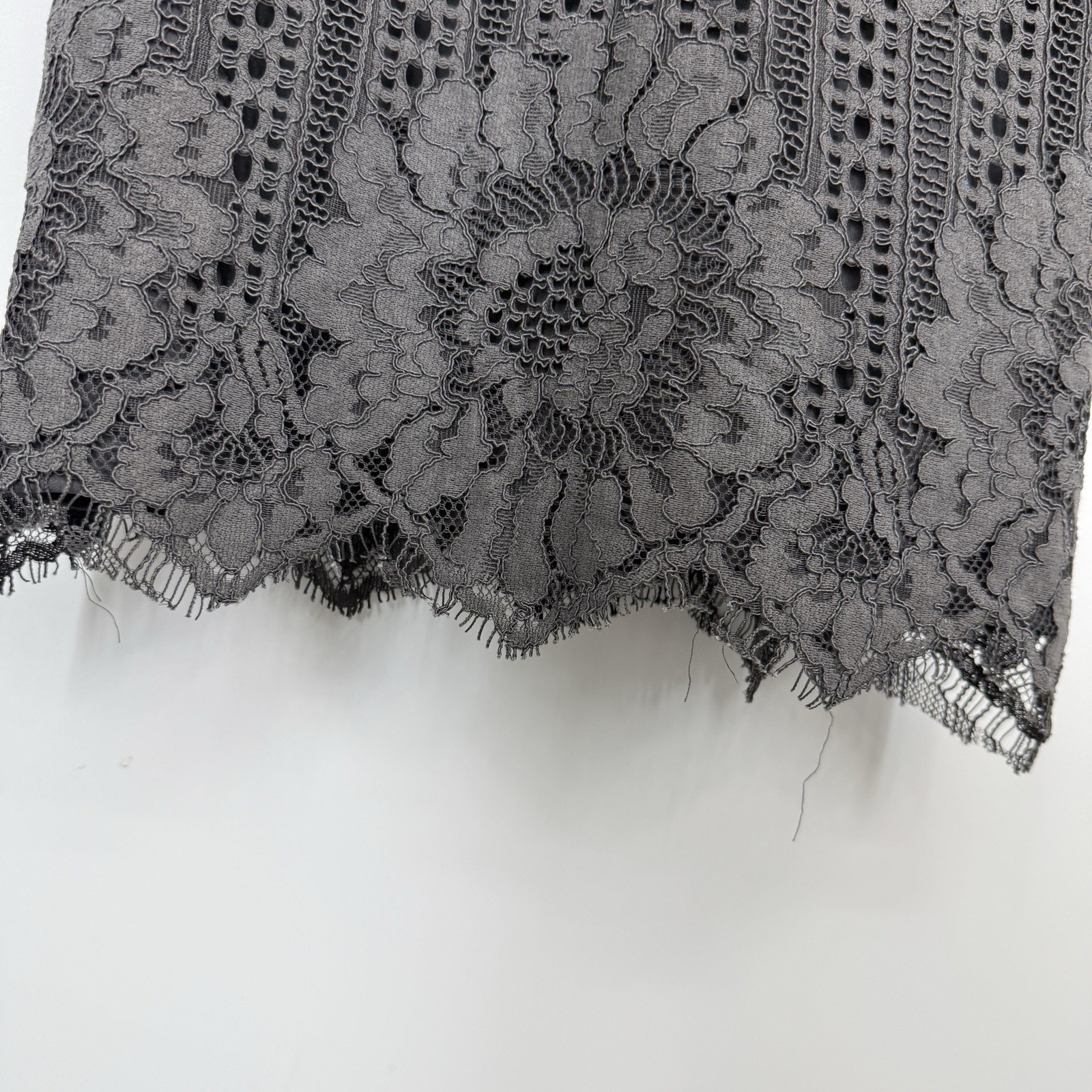 Storia Spaghetti Strap Lace Sheath Mini Dress size Small Dark Gray NWT