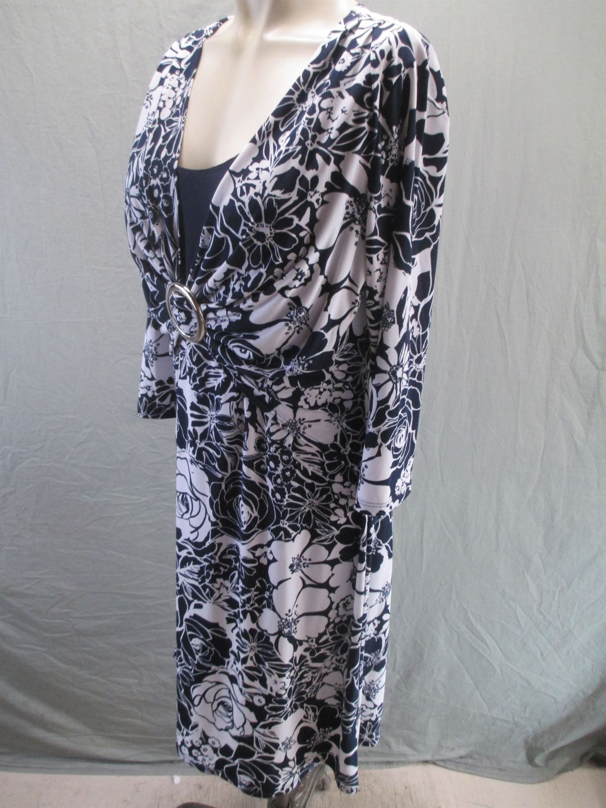Connected Apparel Size L Womens Multicolor Floral Long Sleeve Beauty Dress 576