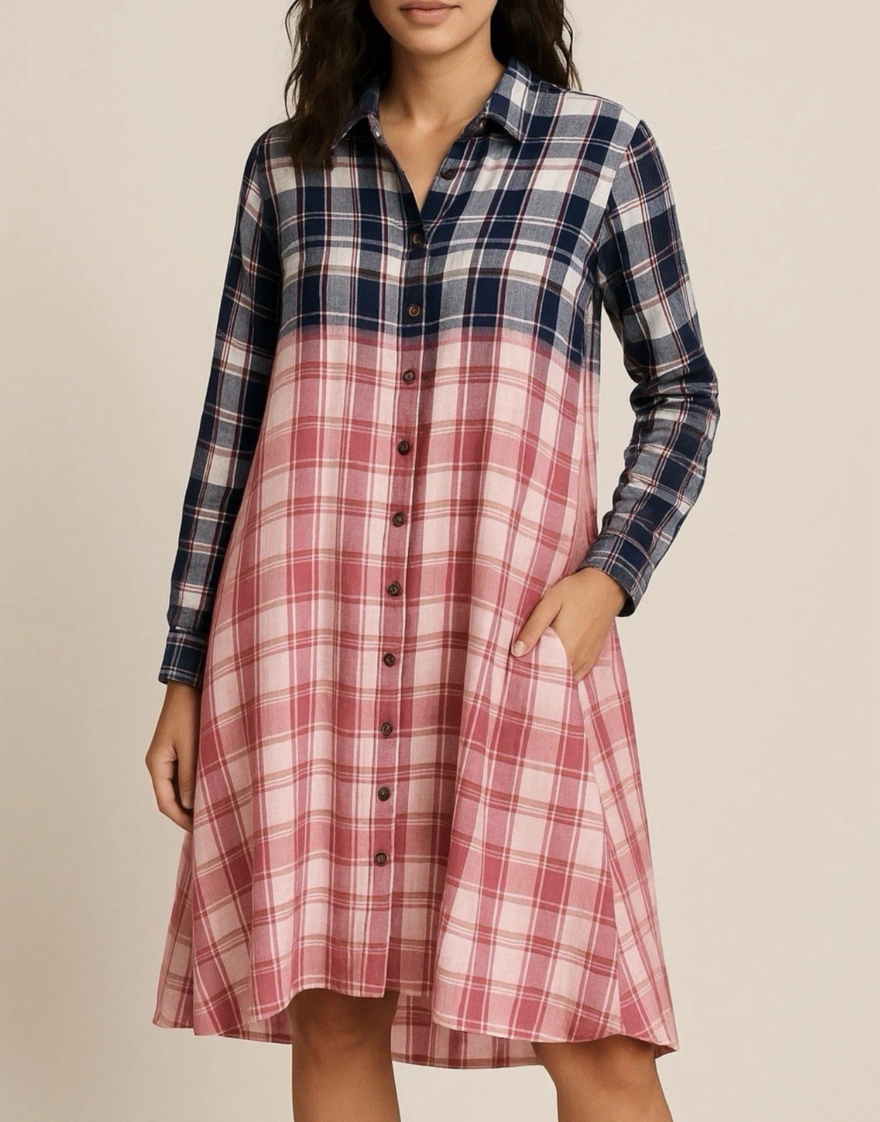 Philosphy Floral Embroidered Plaid Dress Roll Tab Sleeve M Cowgirl Festival