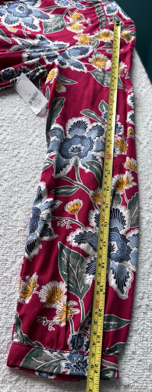 NWT Old Navy Womens Red Floral Long Sleeve Boho Tassel Tie Rayon Flowy Dress S