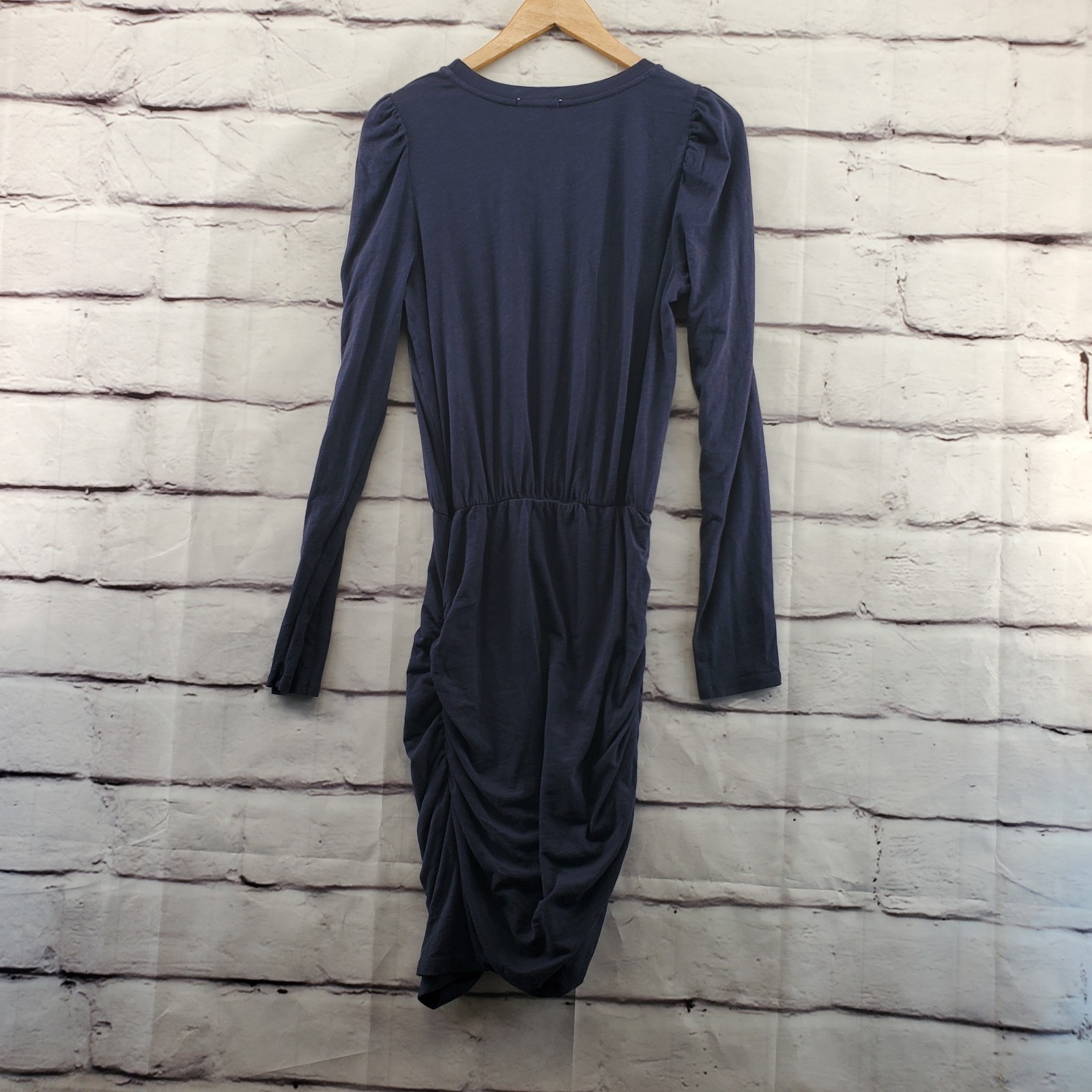 SUNDRY 2 Jersey Shift Dress Womens Medium Knee Ruched Sides Pullover Blue NWT