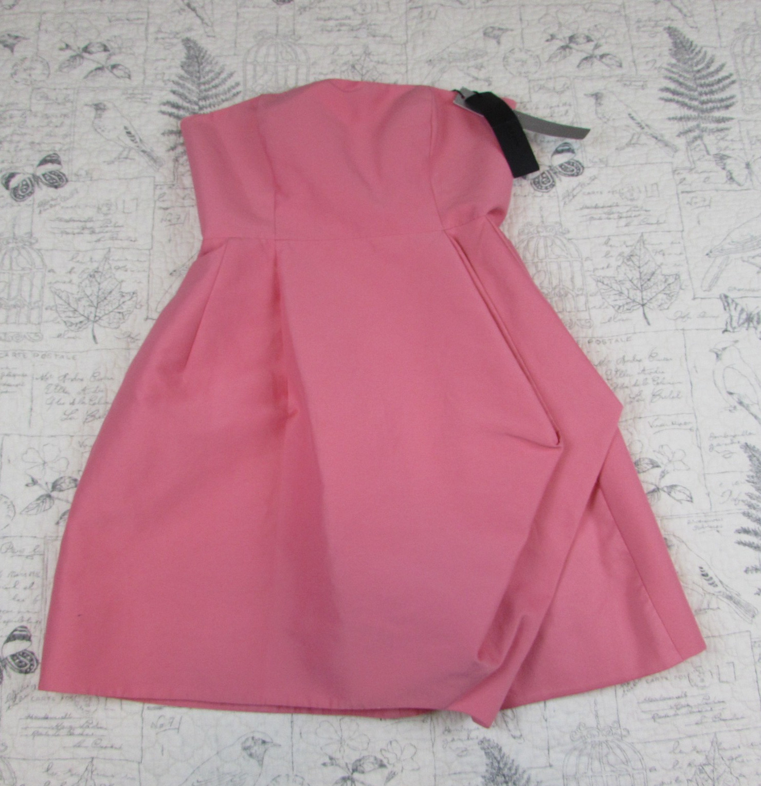 NEW HALSTON HERITAGE silk cotton Faille peony strapless dress wedding guest sz 6