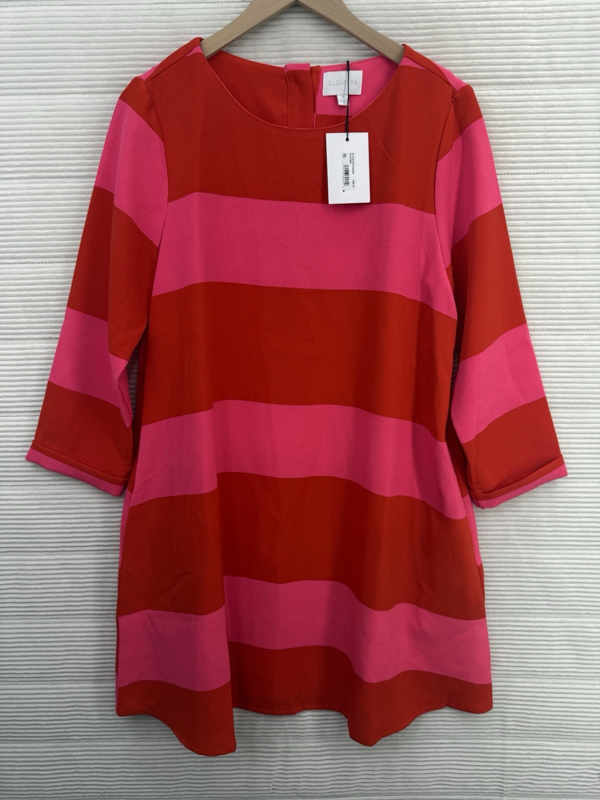 Sugarlips Lolli Stripe Lonna Shift Mini Dress Fuchsia Pink Red Size M