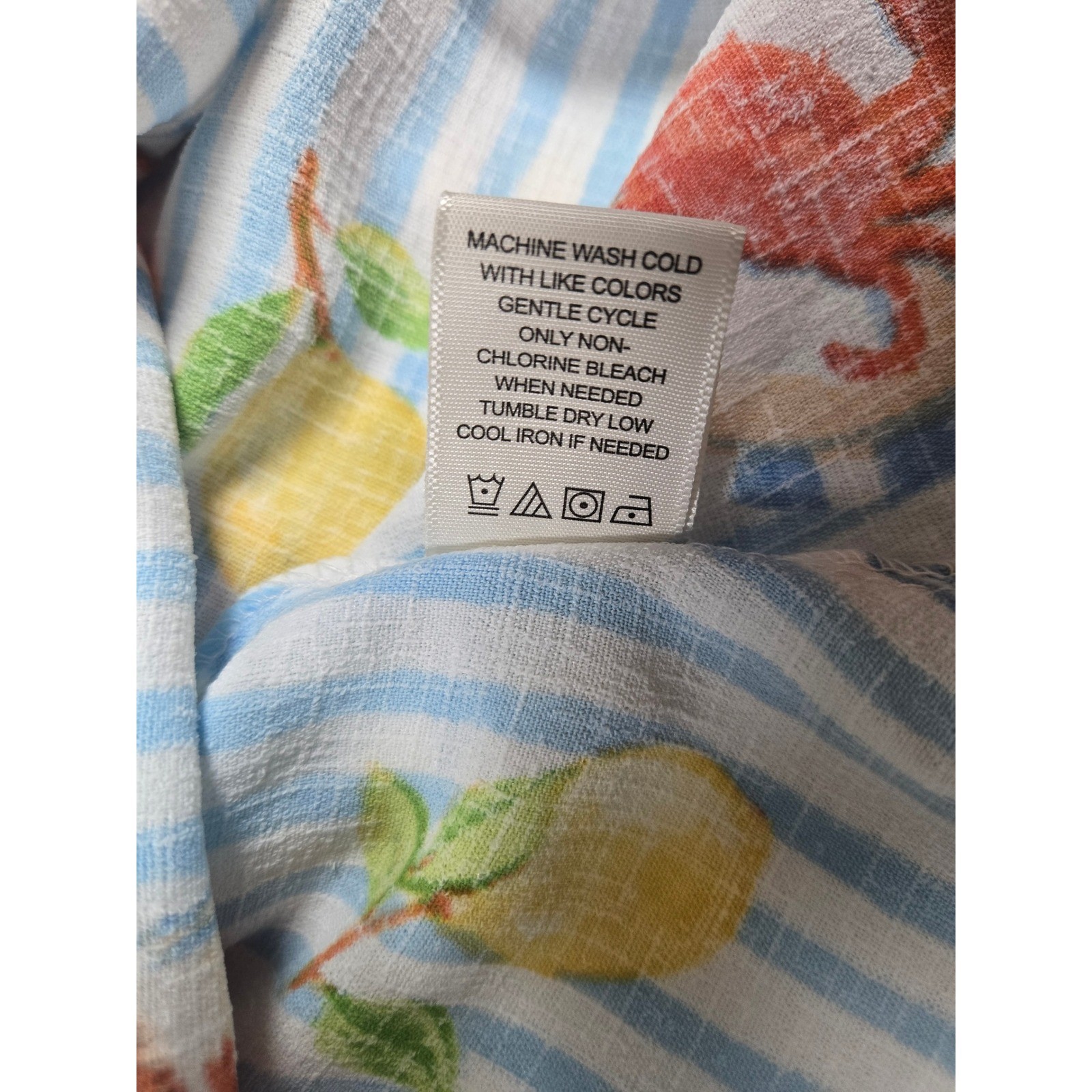 Blue White Stripe Lobster Crab Lemon Tie Back Sundress Coastal Resortwear Small