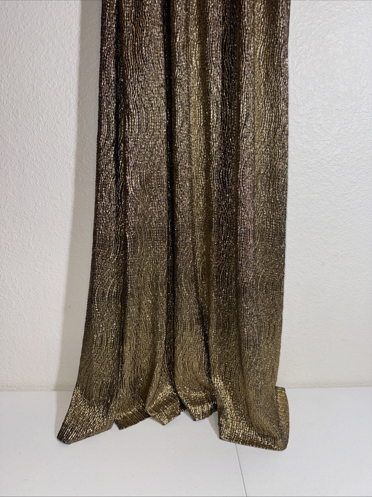 Gianni Bini Gold Metallic Strapless Maxi Cocktail Dress Size Medium Party Club
