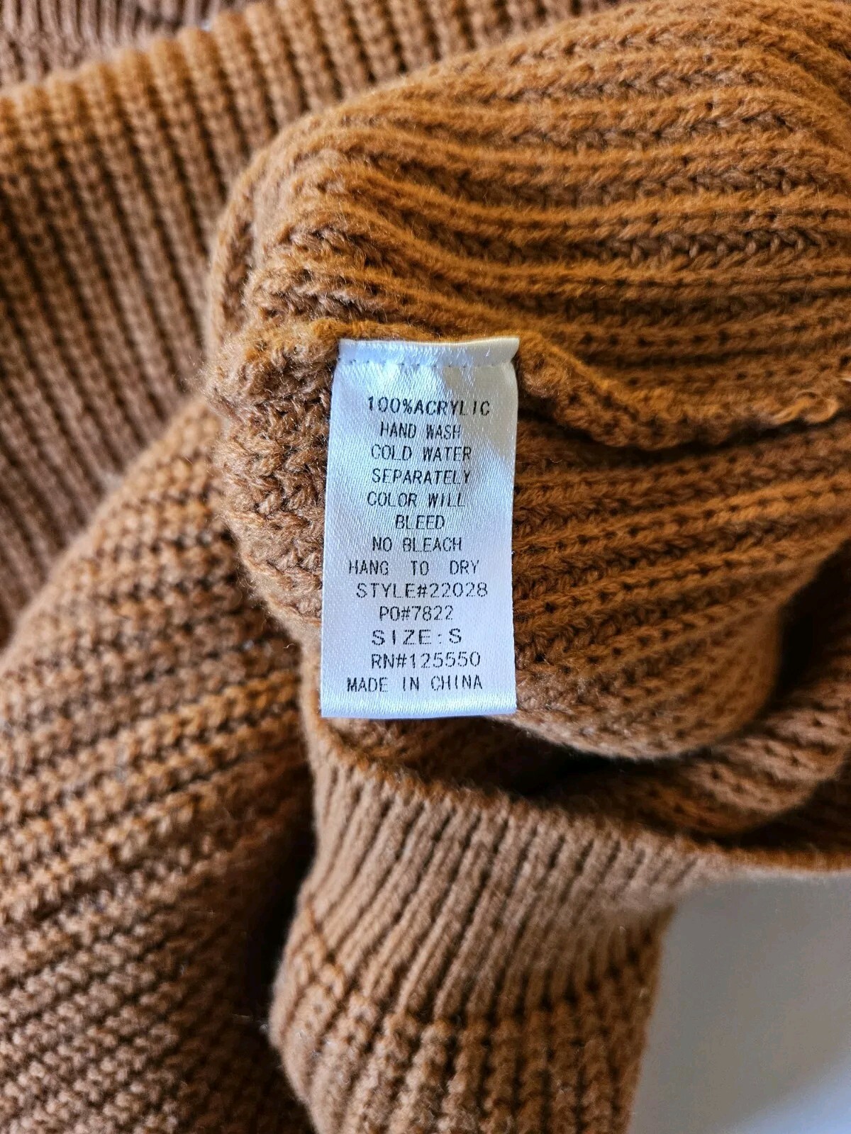 HERA Collection Camel Brown Knit Balloon Turtleneck Sweater Dress Women’s Size S