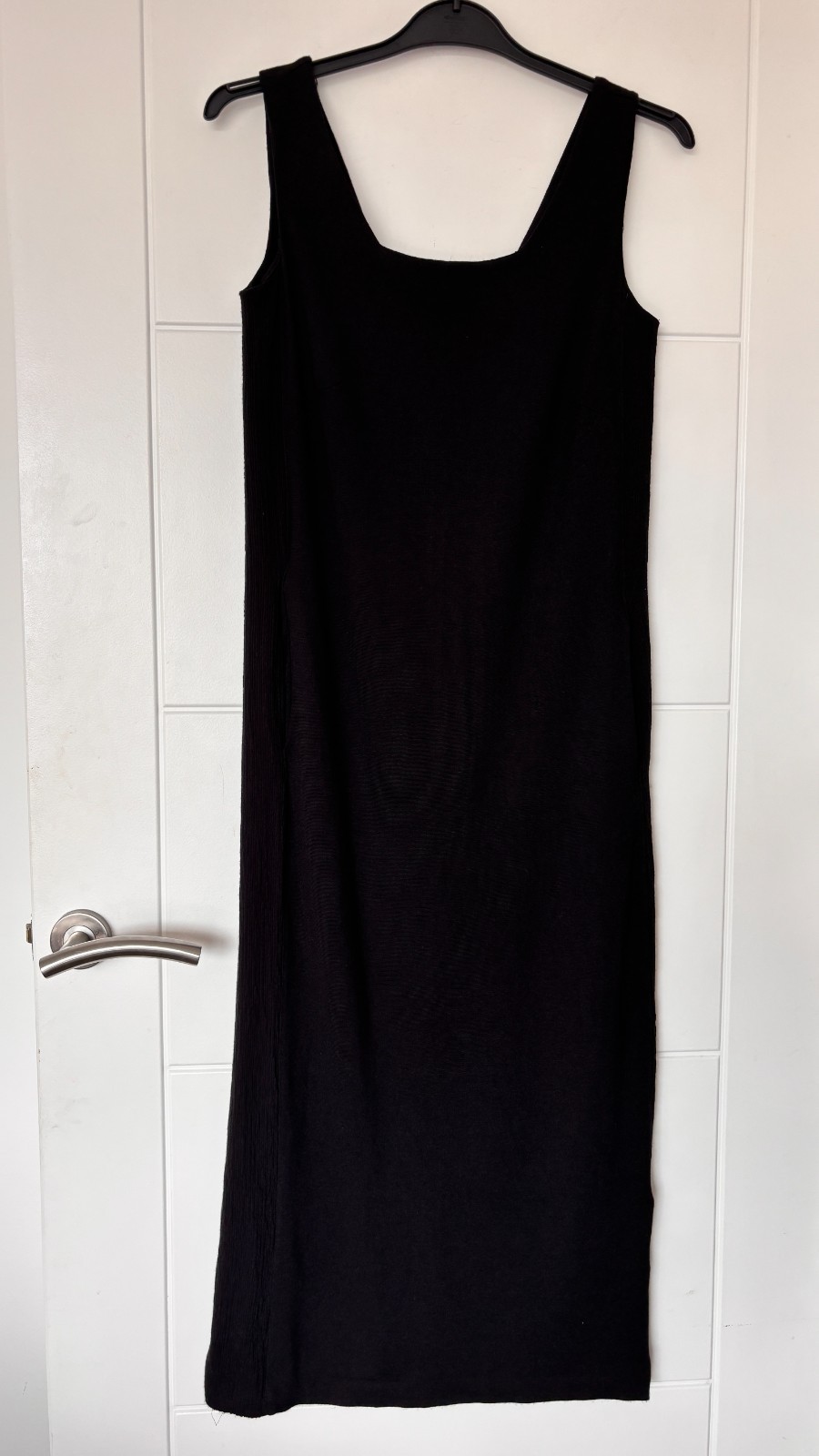 Gershon Bram Maxi Dress XS Black Ribbed Stretch Sleeveless Luxury VGC 67%Vis