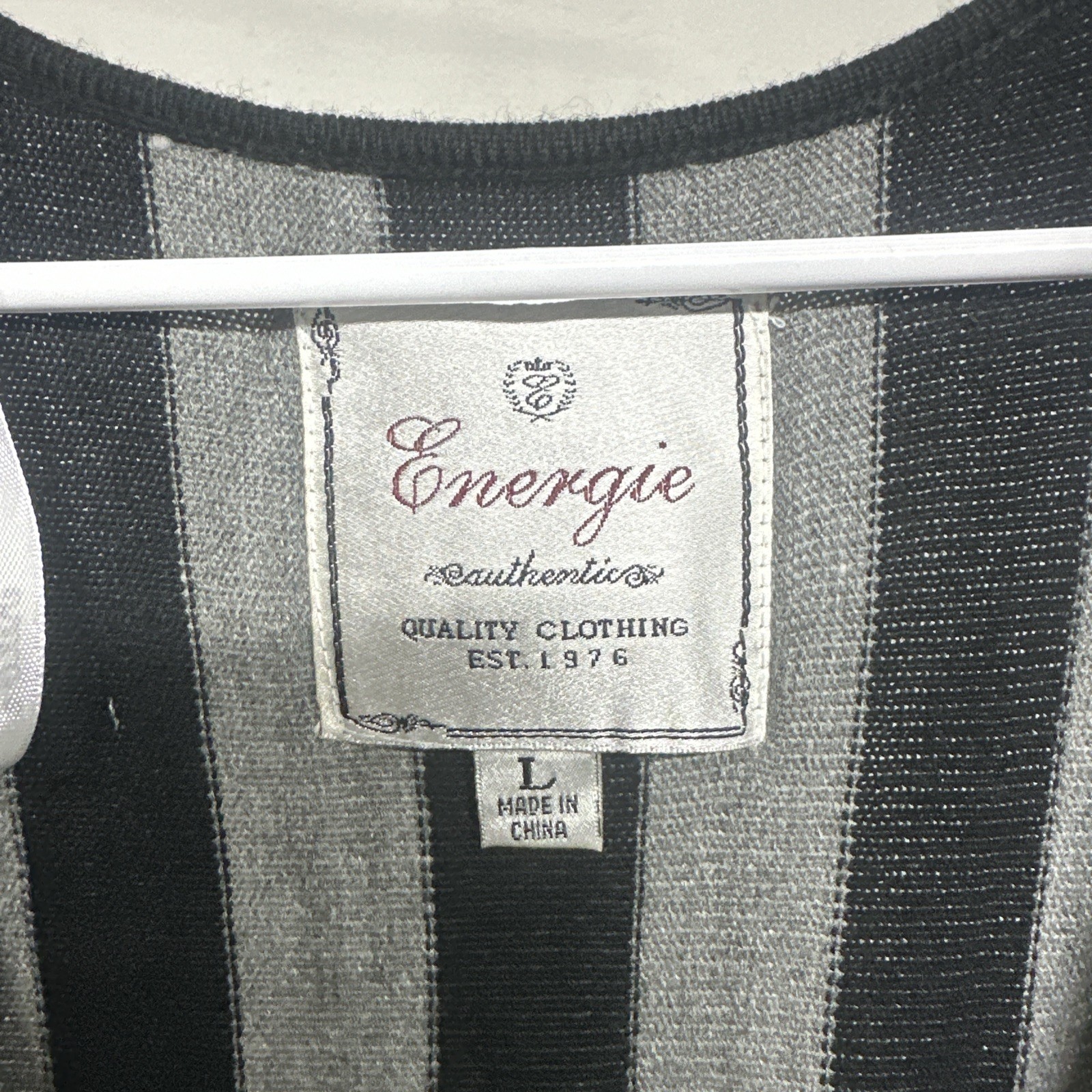 Energie Women’s Large Black&Gray Long Sleeve Dress Acrylic