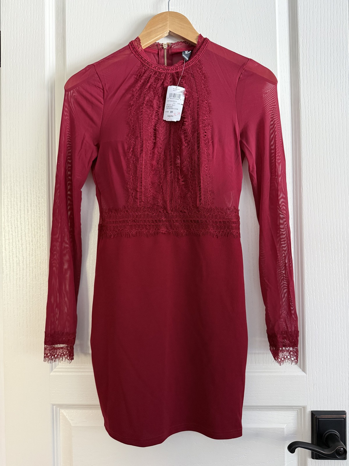 Windsor Burgundy Lace Long Sleeve Dress