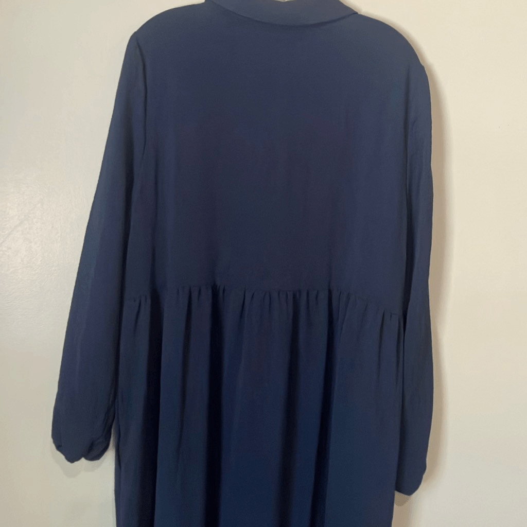 Rachel Zoe Maxi Long Sleeve Navy Tiered Dress XL NEW Lagenlook Casual #800