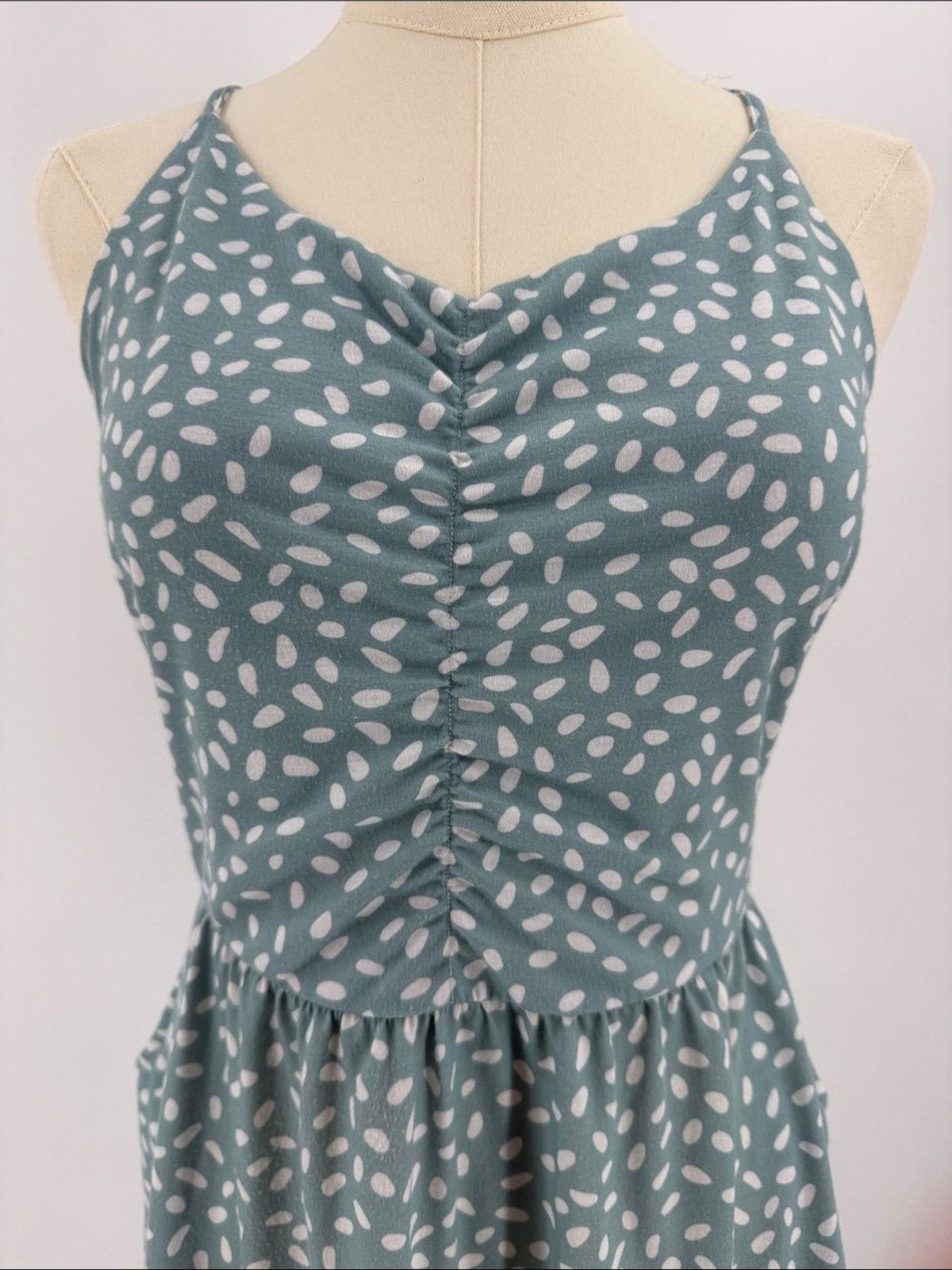Cute summer dress, Teal Dot Ruched