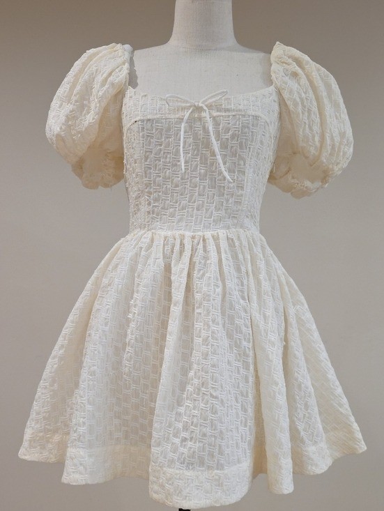 NEW FOR LOVE AND LEMONS FIT & FLARE PALE YELLOW MINI DRESS SIZE S
