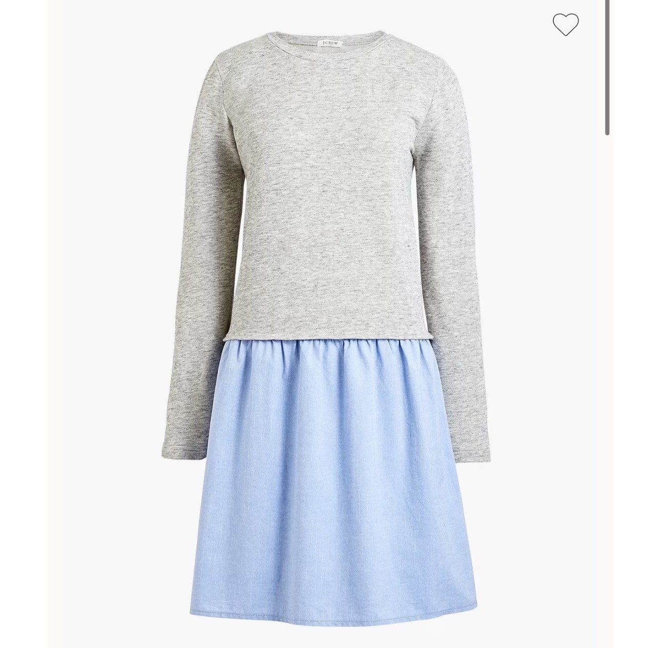 J.Crew Women Mixed Media Dress Small Heather Grey Blue Casual Drop Waist Cotton