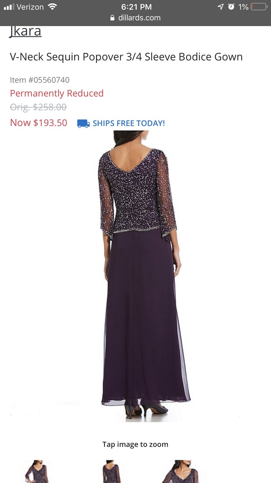 Formal Dresses Size 8 JKara Evening Maxi Gown Purple Sequin Mother of Bride NEW