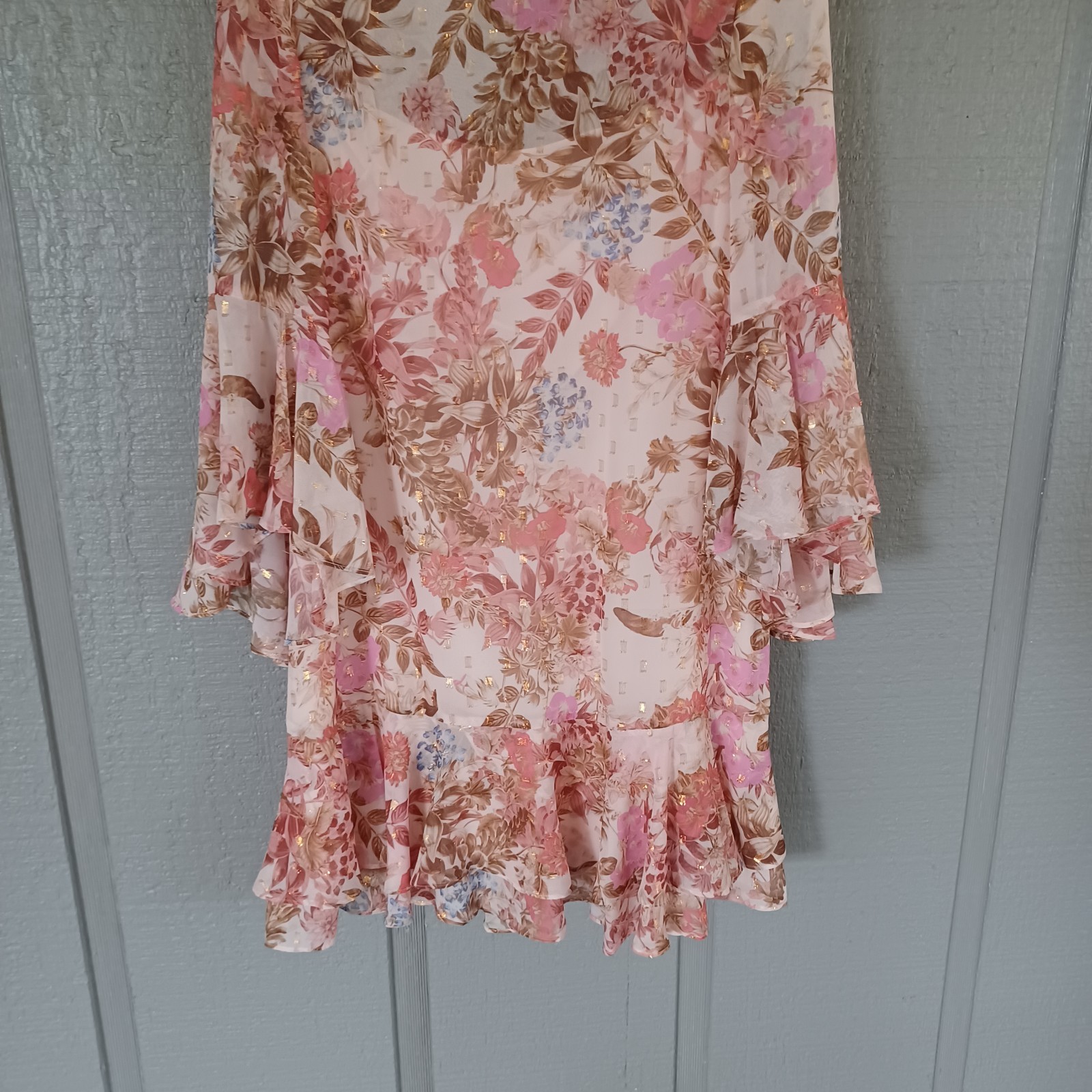 Eliza J Floral Chiffon Shift Mini Dress Size 10 Women Wedding Guest Feminine