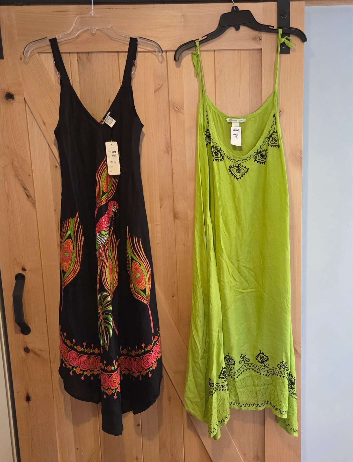 New! Lot of 2 Cute Options Boho Dress Free Size Green Parrot Sleeveless NWT