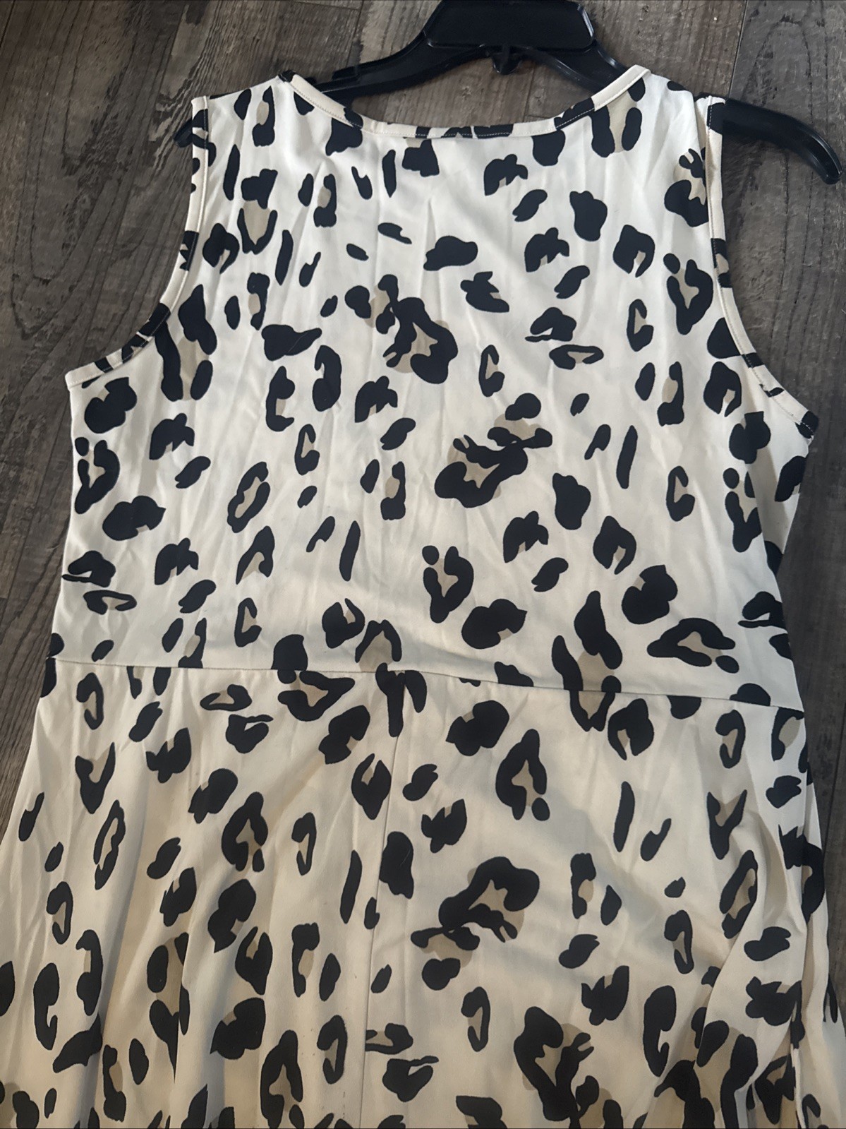 Tickled Teal Maxi Leopard Print Dress Sleeveless XL Tan Blk Trendy Soft Knit