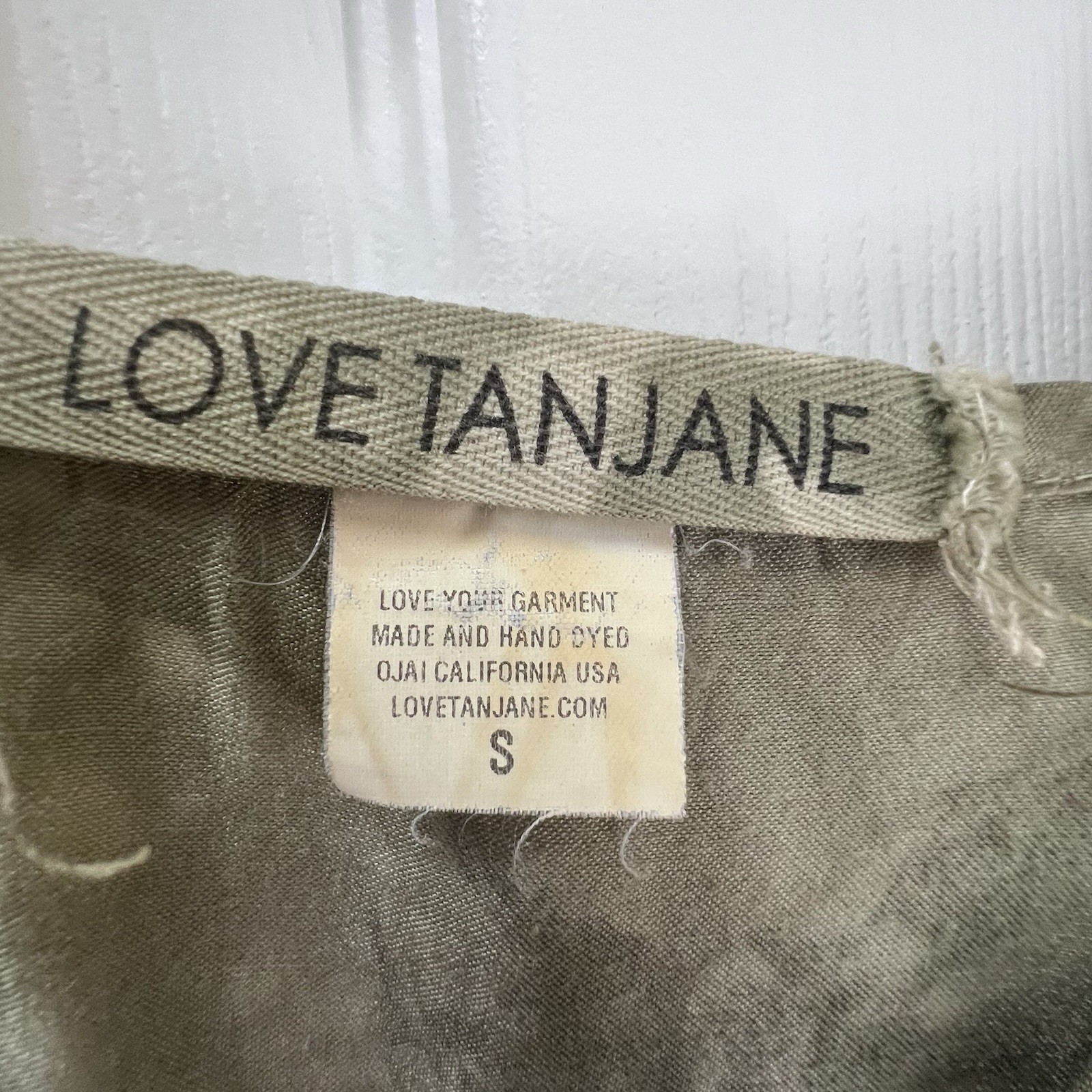 Love Tanjane Olive Green Tie Dye Silk Slip Dress 90s Grunge Boho Indie Small