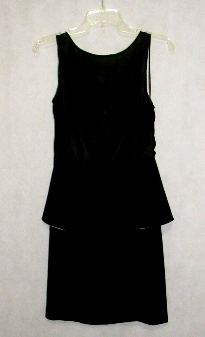 Black Sheath Cocktail Dress Womens 8 Peplum Cutout Back Event Formal Knee Length
