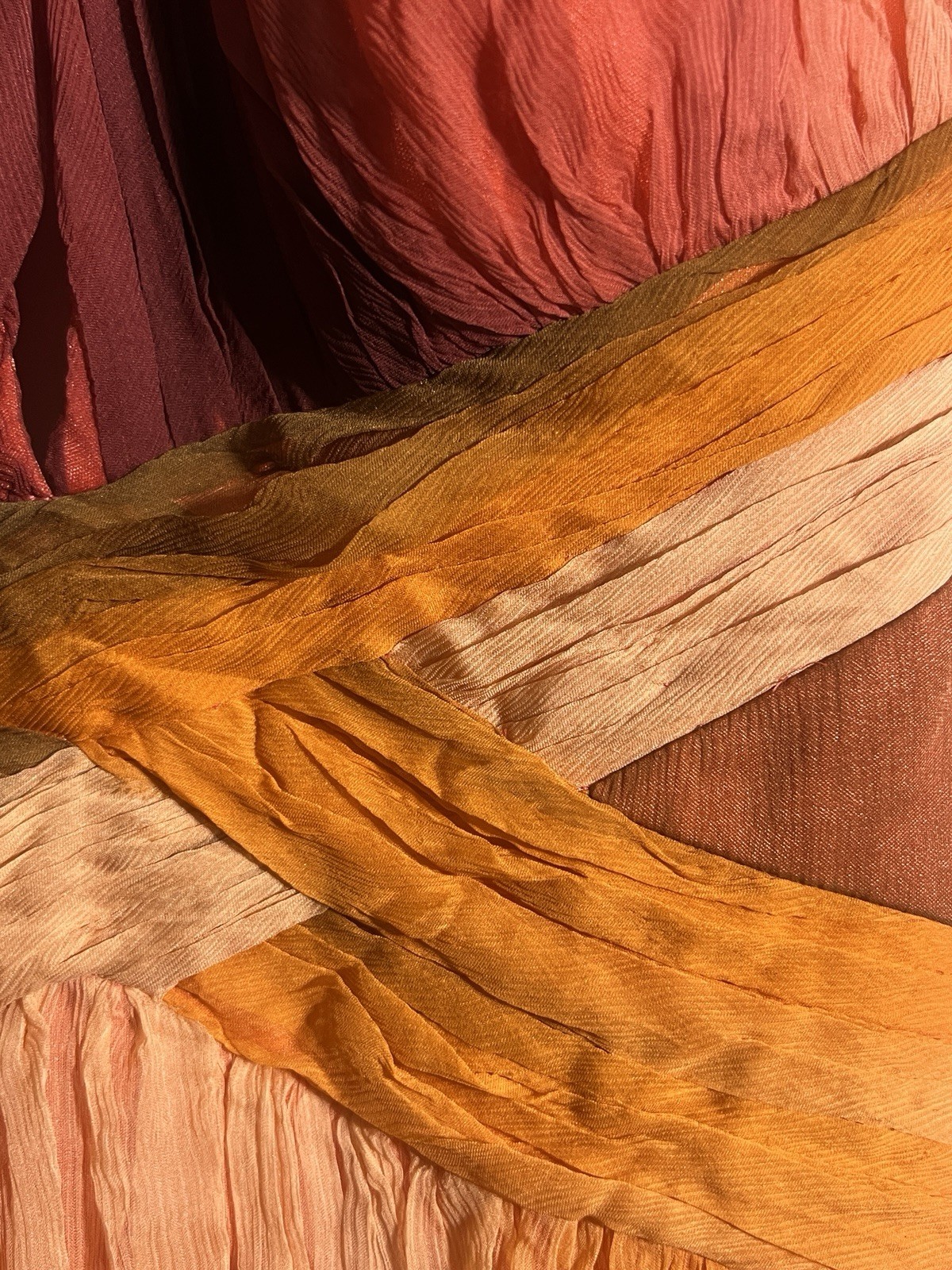Dave & Johnny Vtg Silk Dress Sz 8 Sunset Ombre Pleated Maxi Ethereal Fairy Prom