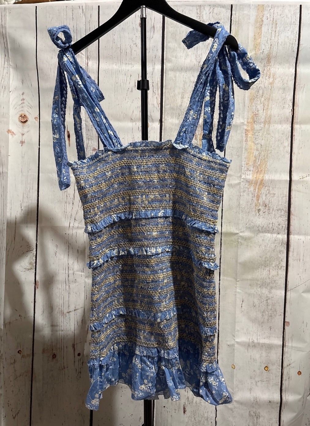 LoveShackFancy Belle Dress in Bluejay with adjustable straps Size L