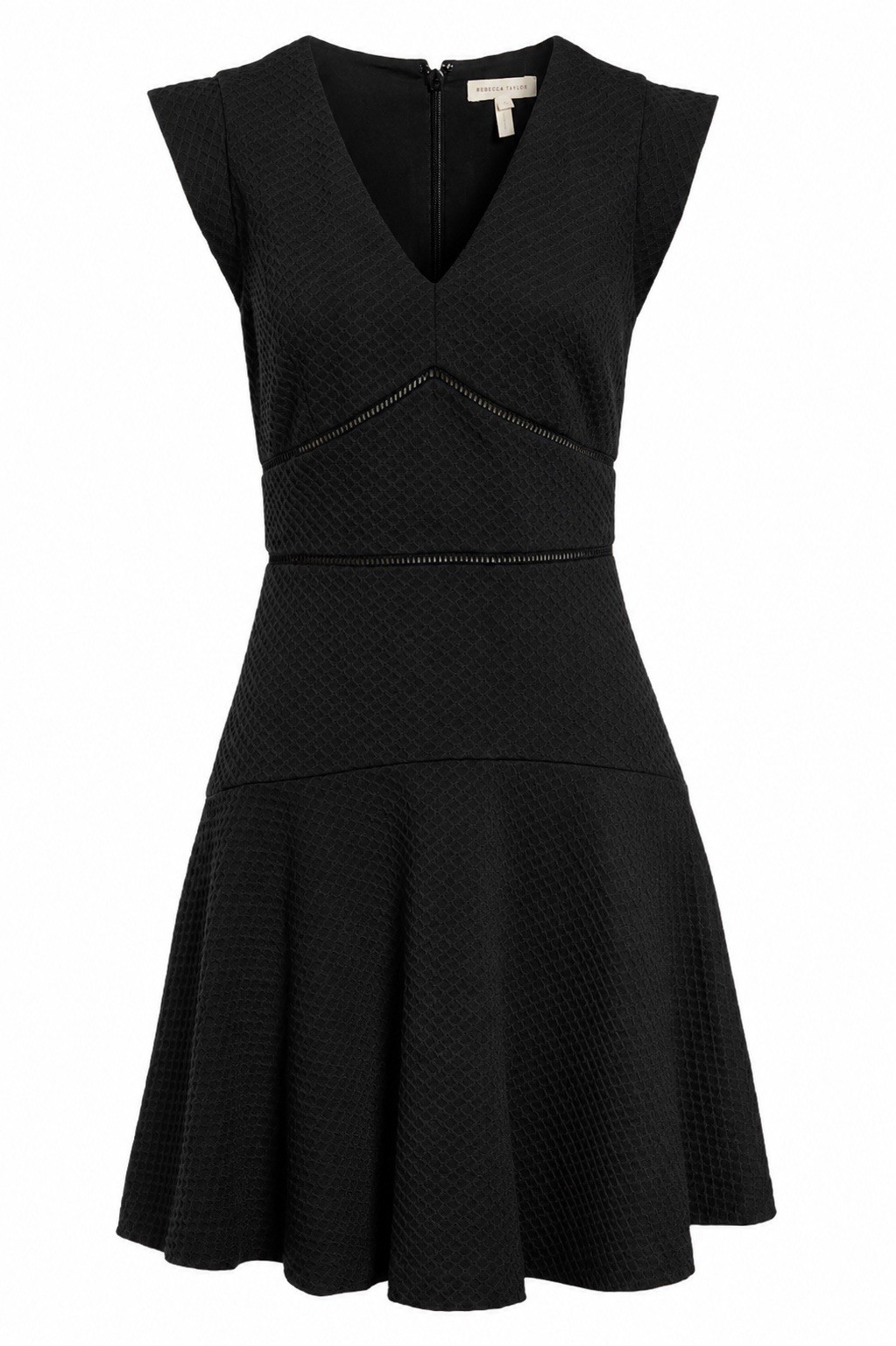 Rebecca Taylor Textured Fit & Flare Mini Dress Black Size 2 NWT