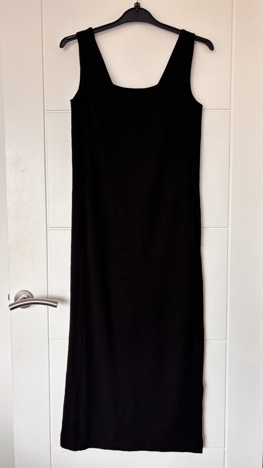 Gershon Bram Maxi Dress XS Black Ribbed Stretch Sleeveless Luxury VGC 67%Vis