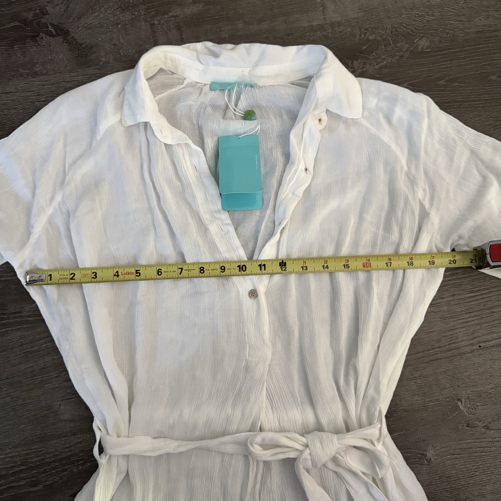 NWT Melissa Odabash Medium Alesha white Cover-Up Midi Dress Kaftan Gauze Belt
