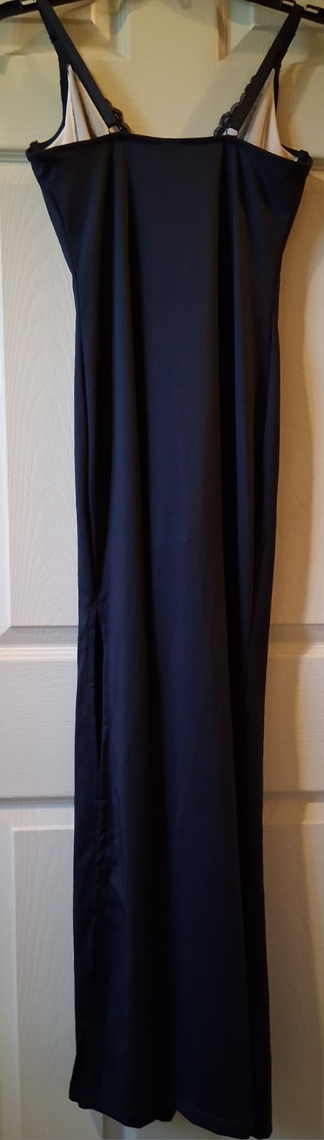 POPILUSH Lace Bias Side Slit Slimming Maxi Slip Dress SzS Black Vamp Whimsigoth
