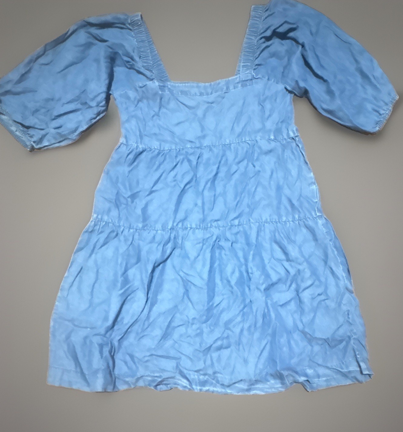 Hunter & Brown Women’s Blue Chambray Shift Dress Sz S Square Neck