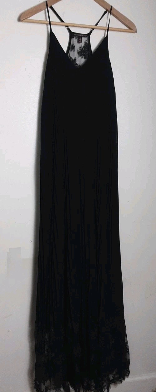 Victoria Secret Maxi Dress Size S Black Lace Details Long