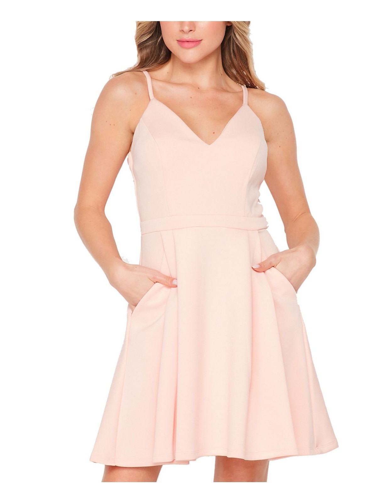TEEZE ME Womens Orange Adjustable Straps Short Dress 1112