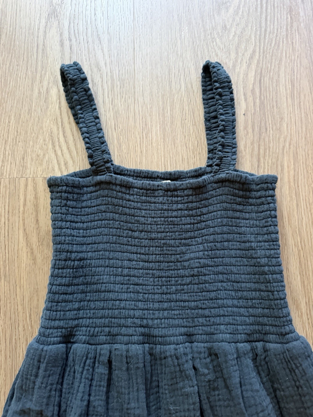 Marine Layer Black Smocked Square Neck Strappy Sleeveless Ruffle Midi Sundress S