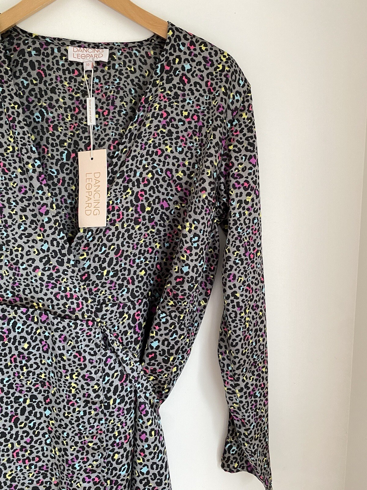 Dancing Leopard SilkFred DOVE maxi dress multi colour animal print UK 10 BNWT