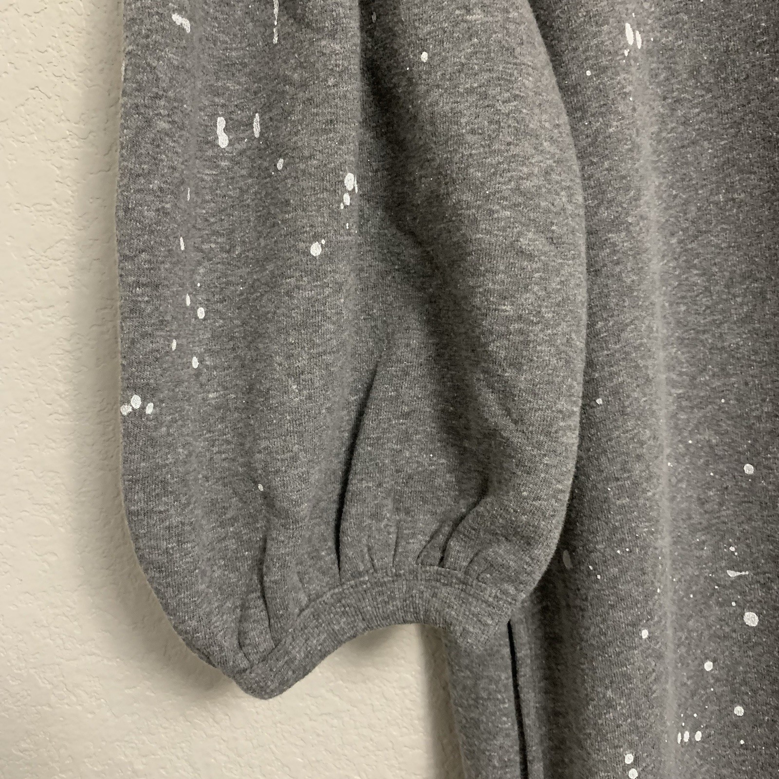 Clare V Sweatshirt Dress Womens M Drop Shoulder Puff Balloon Sleeve Grey Splash
