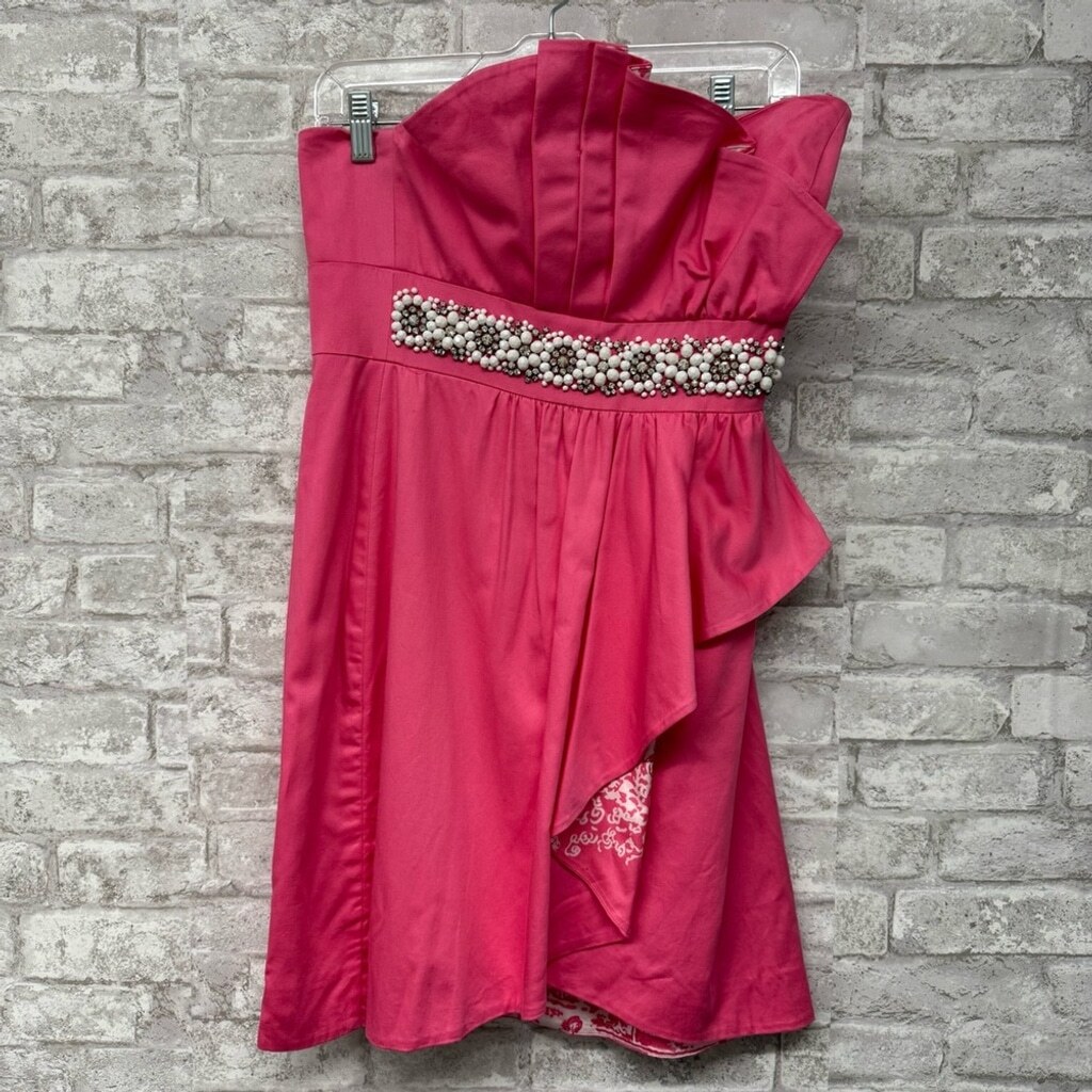 Lilly Pulitzer strapless dress pink white beads and rhinestones women’s size 6
