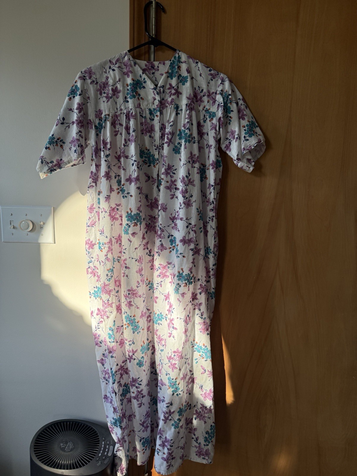 Vintage 1940s Feedsack Dress/ Nightgown, Purple Floral 2- 1/2 Feedsacks