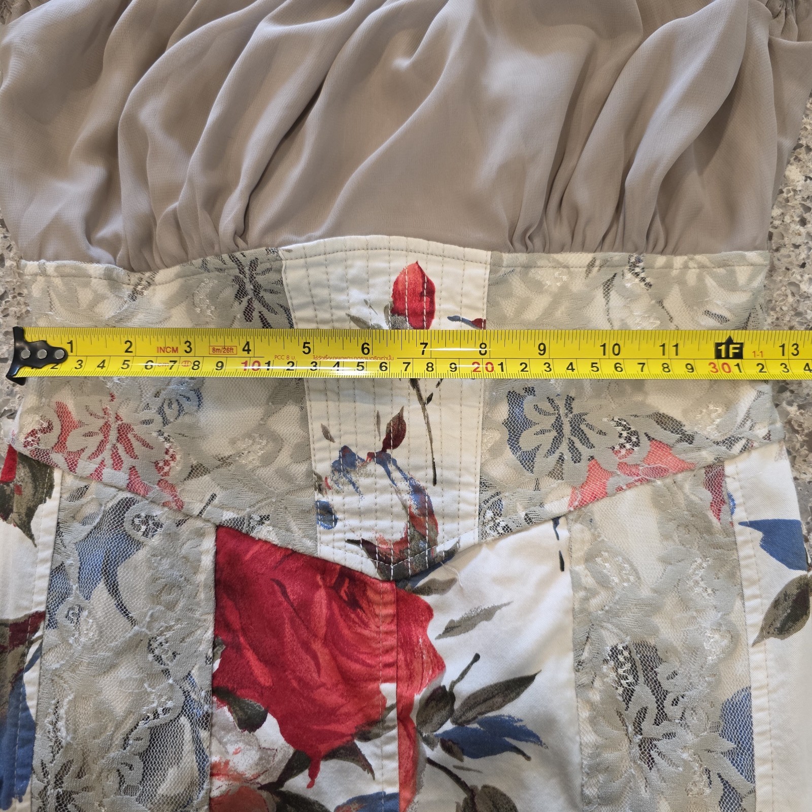 DRESS AUTHENTIC RINA SCIMENTO FLORAL PRINT ROSES RED WOMENS MEDIUM LACE.B04