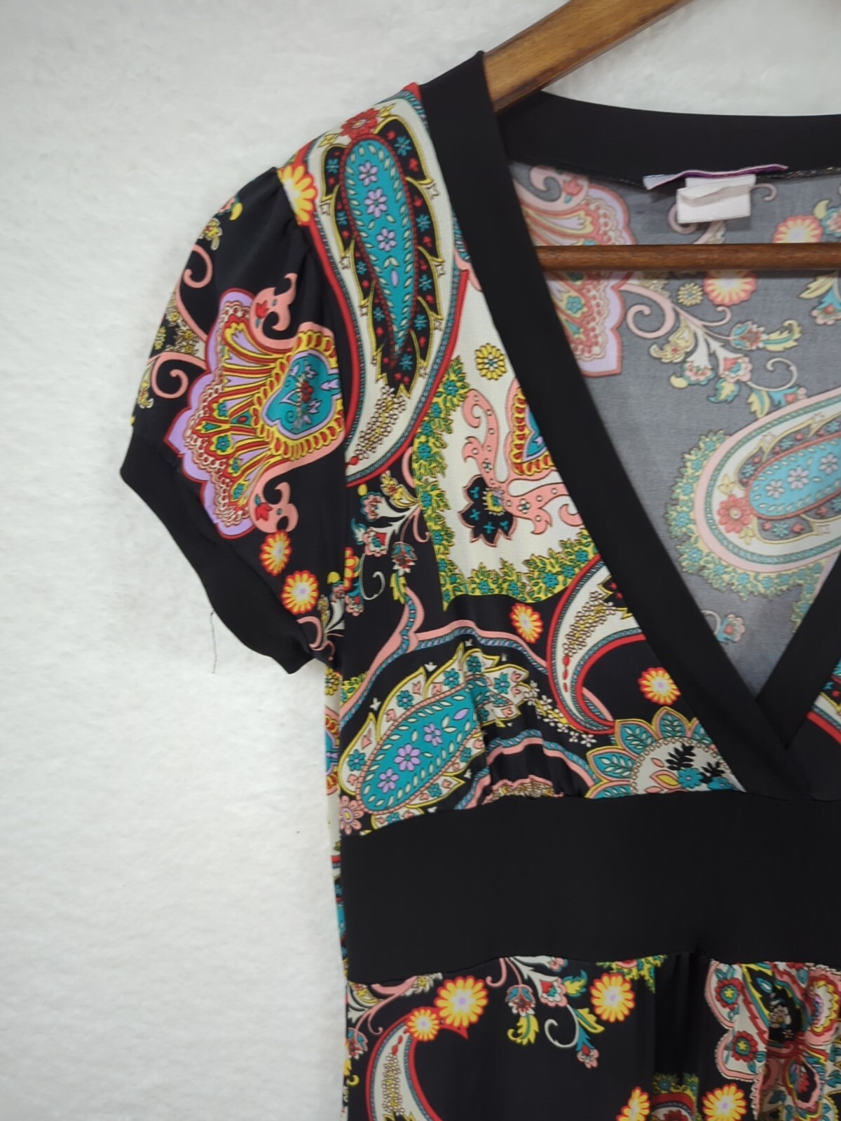 Lipstick Summer Dress Black Multicolor Paisley Design Made In USA Juniors Large