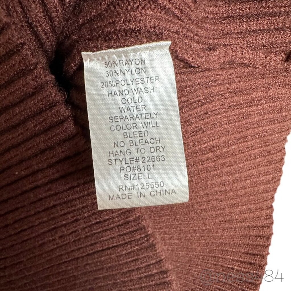 HERA Collection Cable Knit Wrap Sweater Dress Belted Long Sleeve Brown Size L