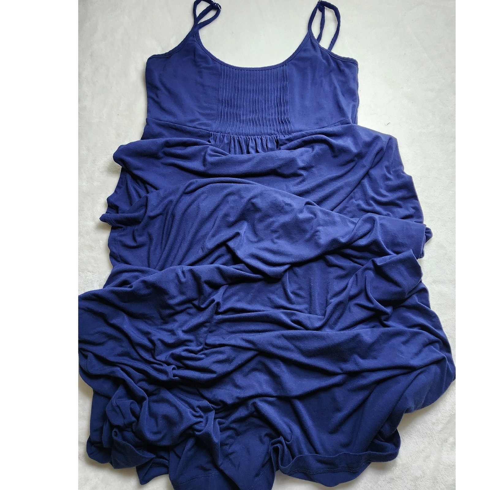 Calvin Klein Royal Blue Empire Waist Pleated Tall Maxi Dress 6 Cozy Comfy Chic