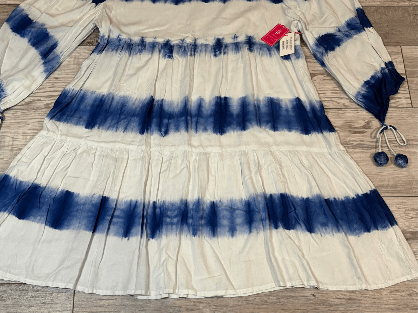 Simply Southern blue and white tie-dye knee length midi dress size L