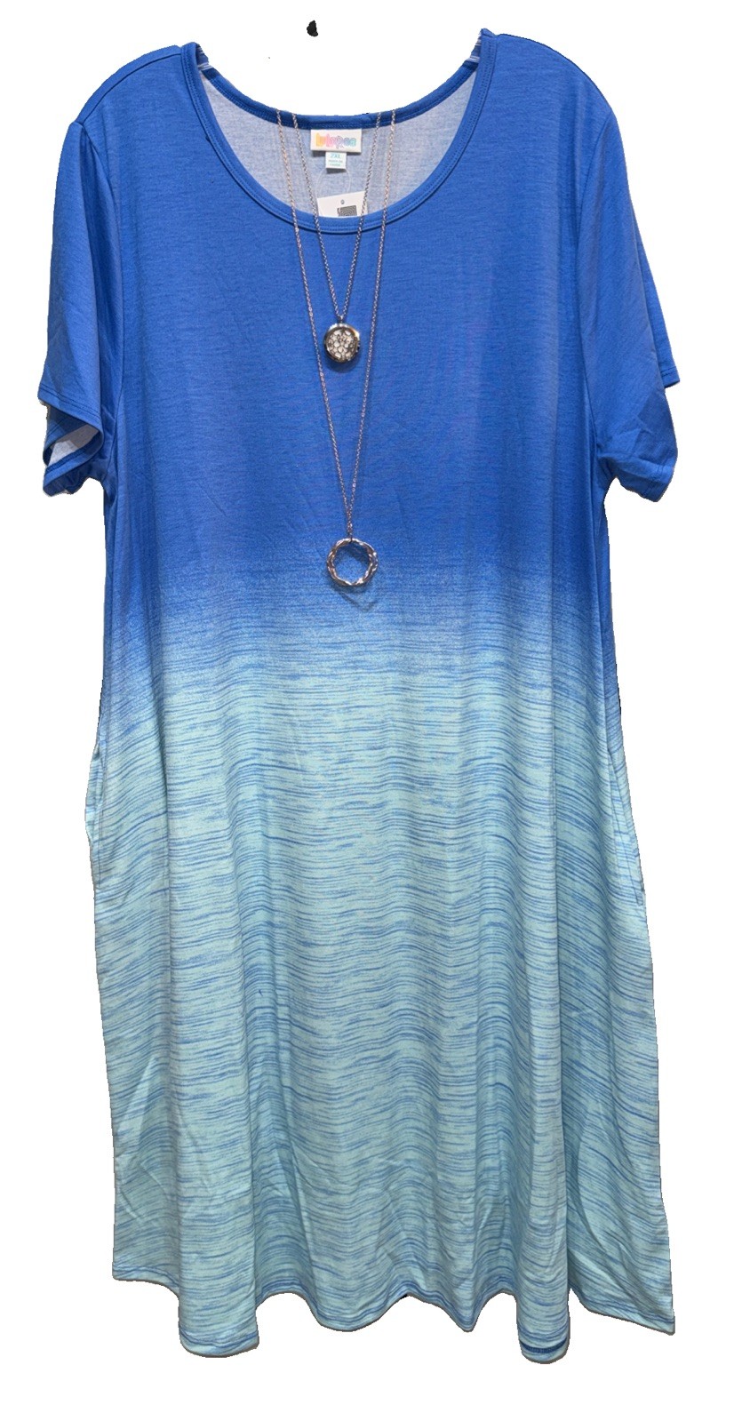 NWT LuLaRoe 2XL Bright Blue To Light Blue Ombré Jessie Swing Dress (ELSA FROZEN)