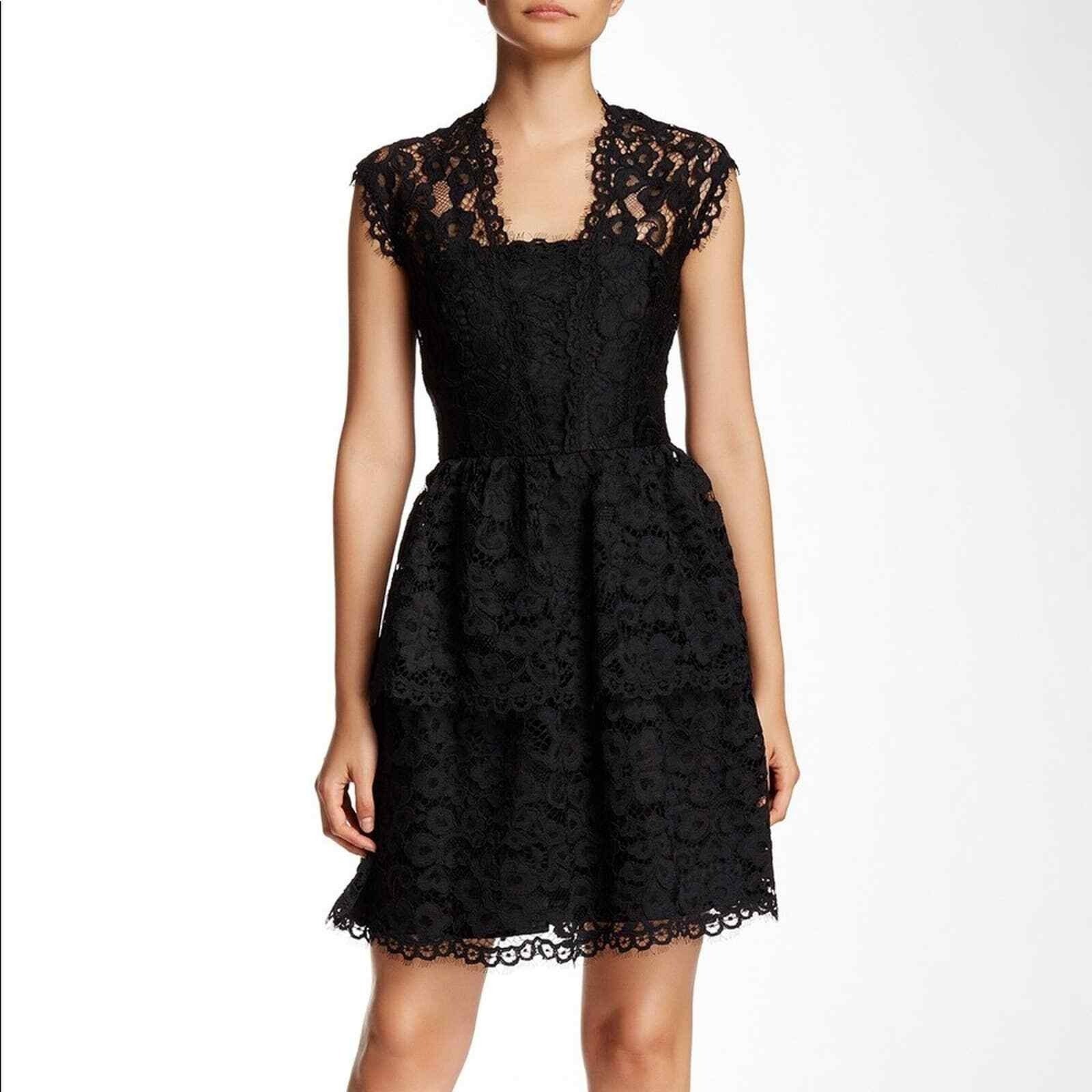 NWT Shoshanna Vanita anthropologie lace fit & flare dress tiered ruffle black 4